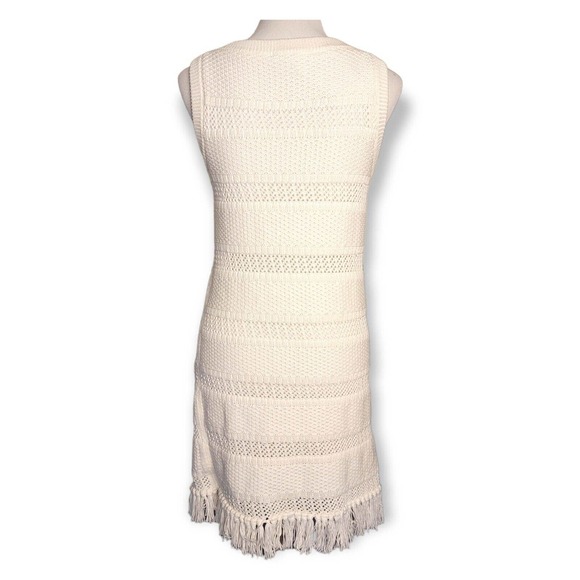 NWT $398 Kate Spade White Knit Breath of Air Fringe Knit Sheath Dress Size Small - Picture 5 of 8